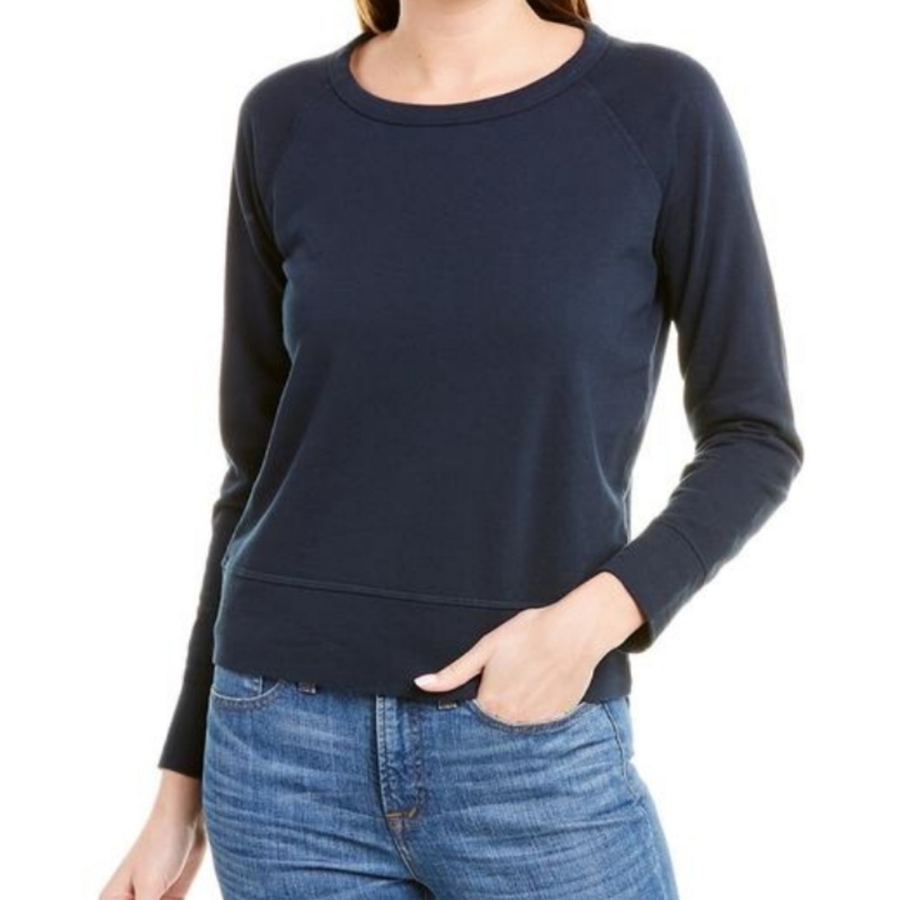 James Perse Classic Crewneck Sweatshirt Cotton Navy Blue XS